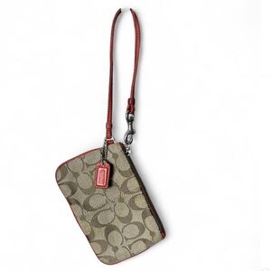 Coach Wristlet Canvas with Patent Leather Trim